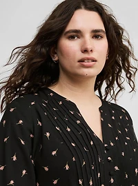 Long Sleeve Pleated Blouse