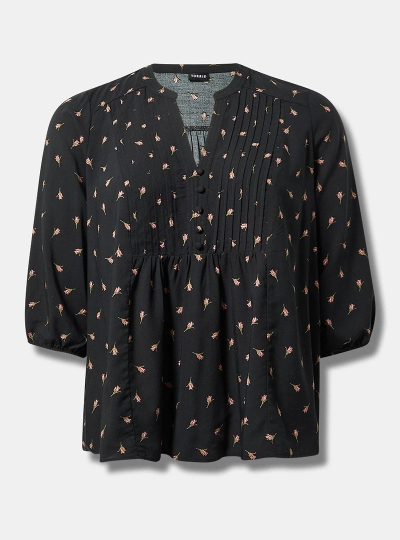 Long Sleeve Pleated Blouse