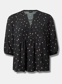 Long Sleeve Pleated Blouse