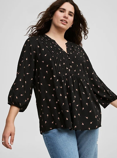 Long Sleeve Pleated Blouse