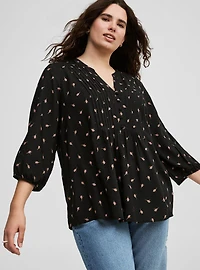 Long Sleeve Pleated Blouse