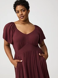 Maxi Flutter-Sleeve Tiered Dress