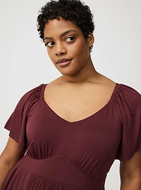 Maxi Flutter-Sleeve Tiered Dress