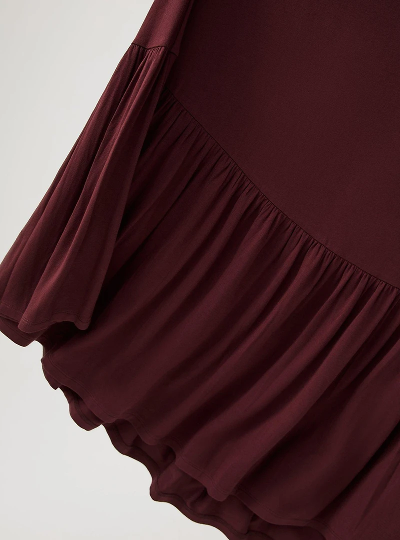 Maxi Flutter-Sleeve Tiered Dress