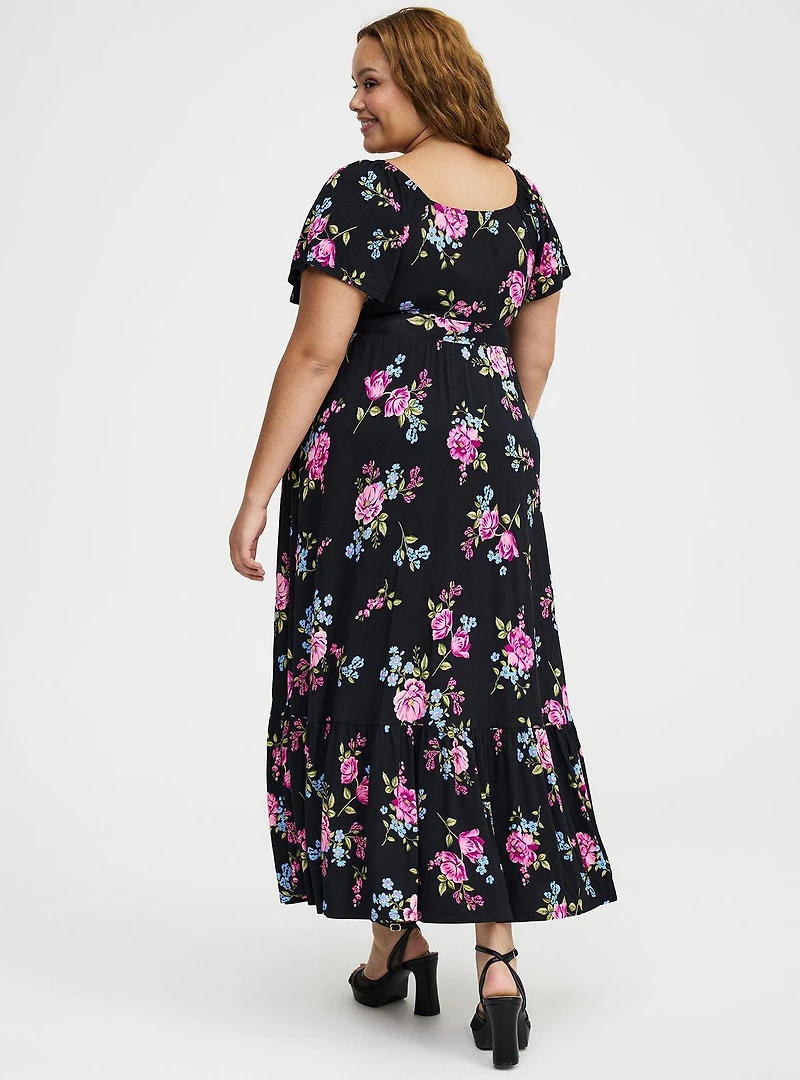 Flutter Sleeve Tiered Maxi Dress