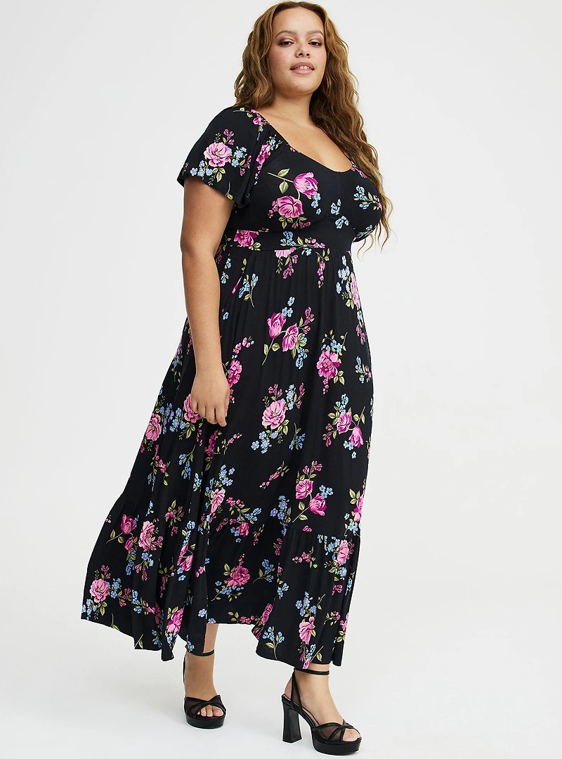 Flutter Sleeve Tiered Maxi Dress