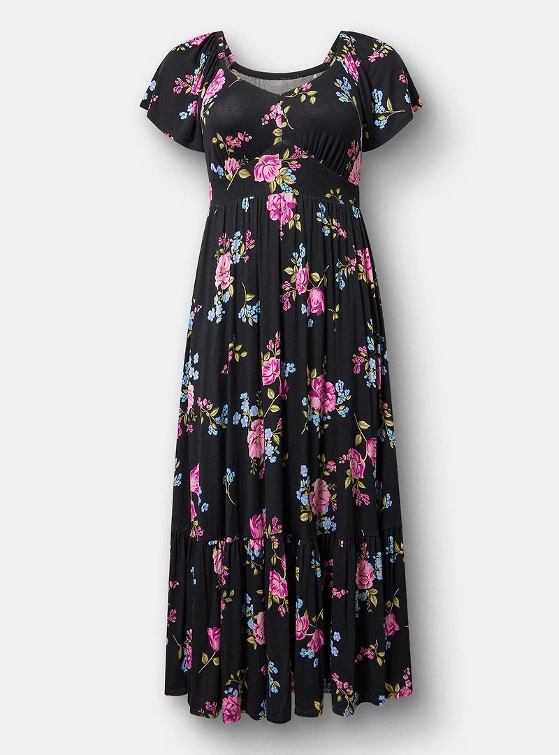 Flutter Sleeve Tiered Maxi Dress