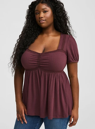 Textured Jersey Sweetheart Babydoll Tee