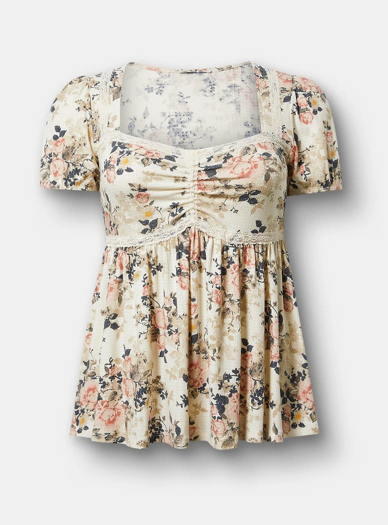 Textured Jersey Sweetheart Babydoll Tee