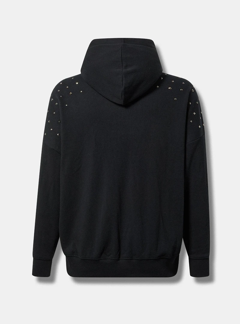 Mystic Moon Relaxed Fit Cozy Fleece Studded Hoodie