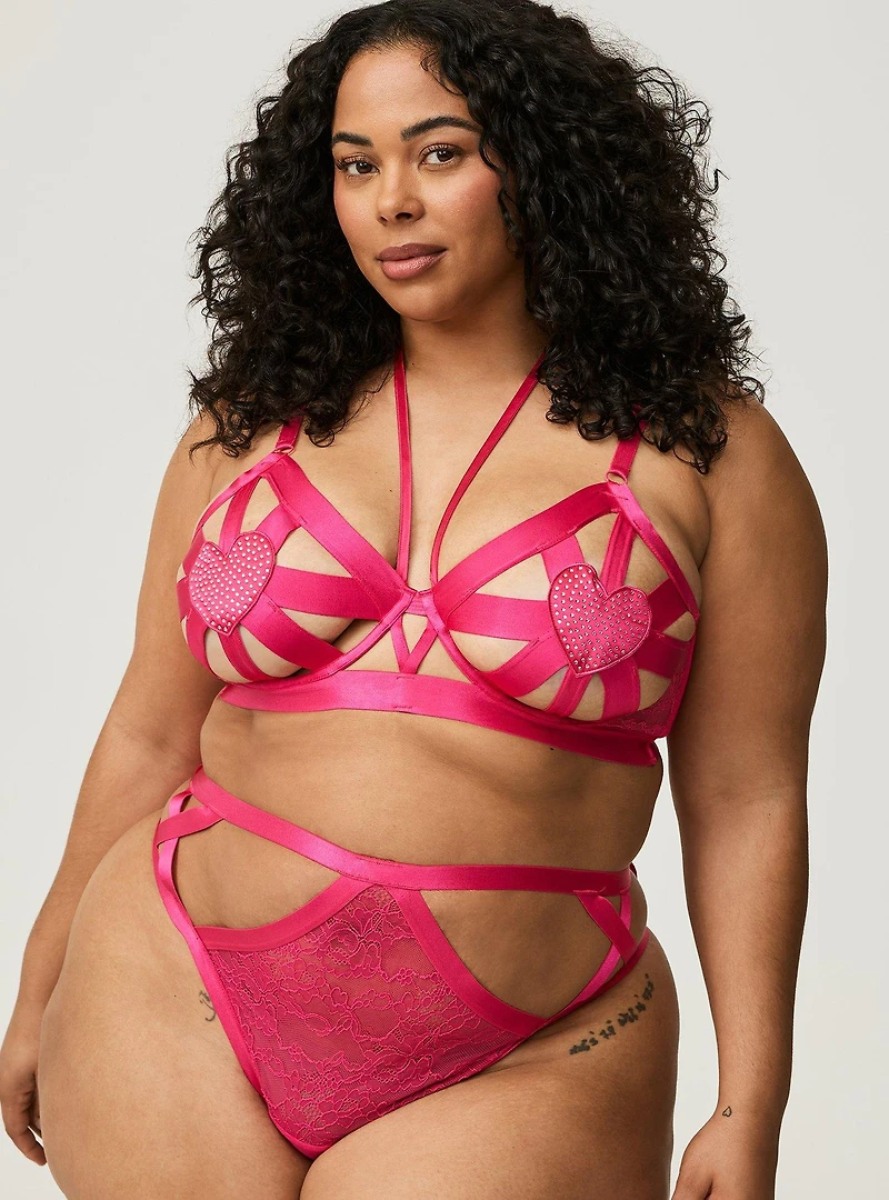 Diamante Hearts Open Cup Bra