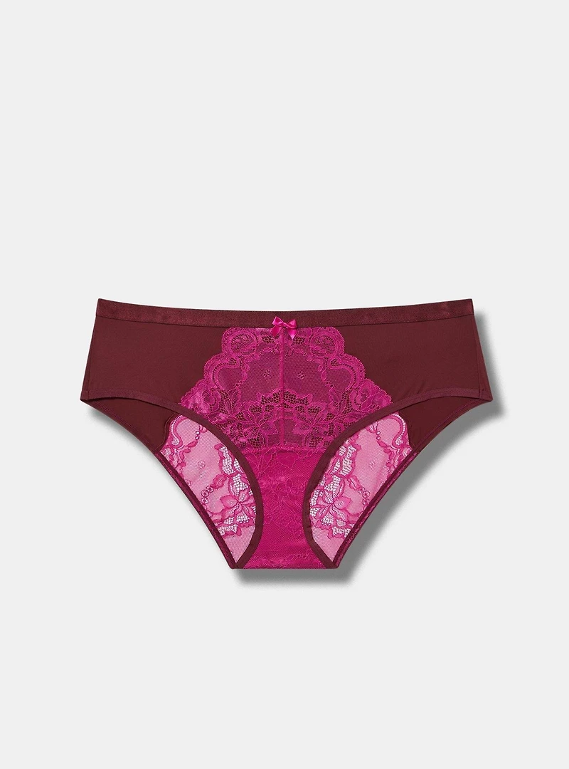 Mid-Rise Microfiber Lace Hipster Panty