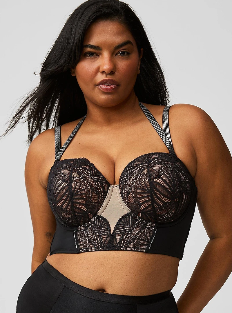 Push-Up Strapless Longline Diamante Bra