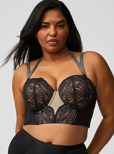 Push-Up Strapless Longline Diamante Bra