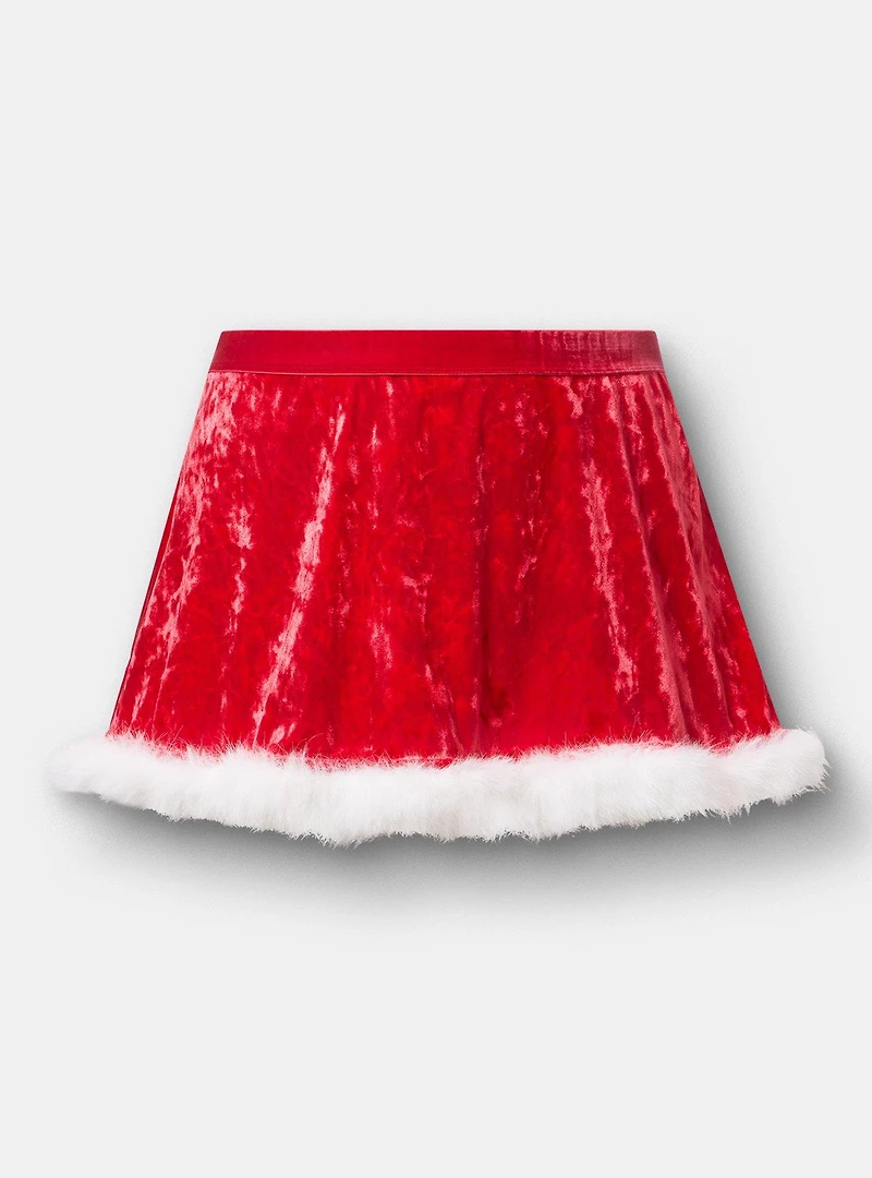 Velour Marabou Apron Skirt