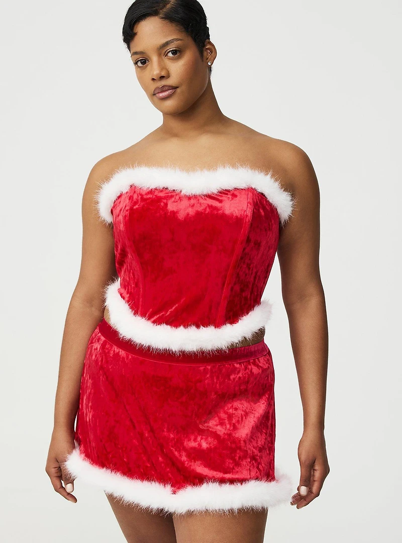 Velour Marabou Apron Skirt