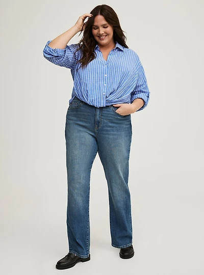 High Rise Straight Elastic Waist Jean