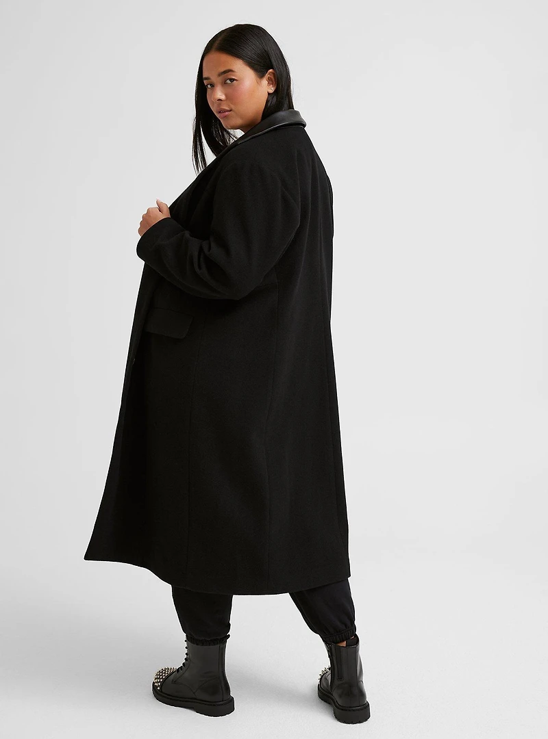 Softest Coat Faux Leather Collar Longline