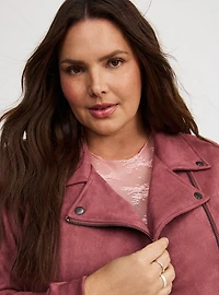 Faux Suede Essential Moto Jacket