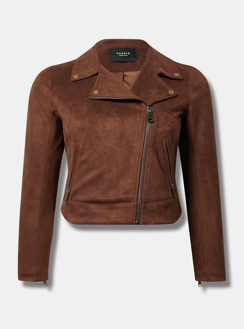 Faux Suede Essential Moto Jacket