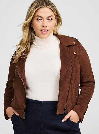 Faux Suede Essential Moto Jacket