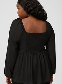 Peplum Chiffon Long Sleeve Top