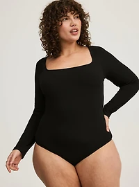 Ribbed Square Neck Bodysuit