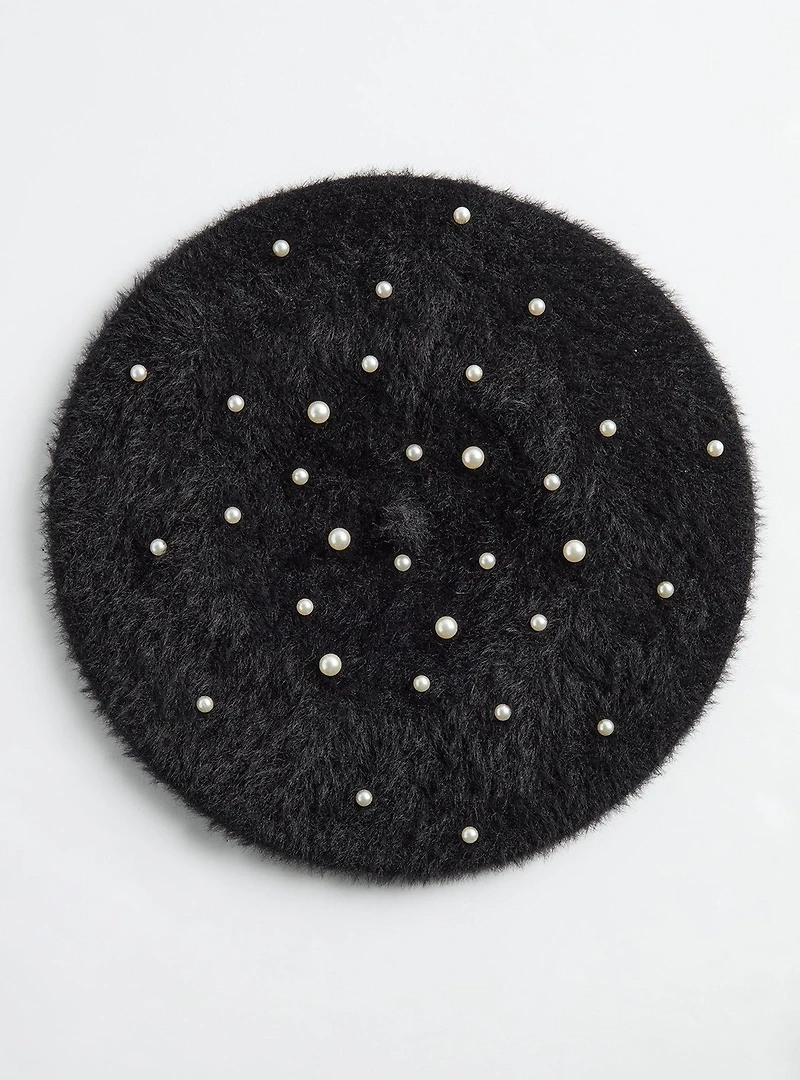 Pearl Fuzzy Beret