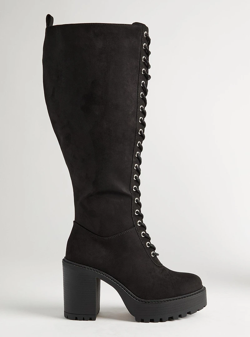 Lace-Up Heeled Knee Boot (WW)