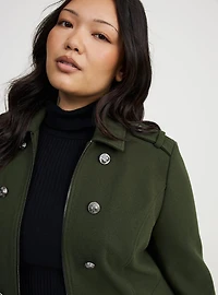 Cozy Zip Front Military Coat