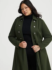 Cozy Zip Front Military Coat