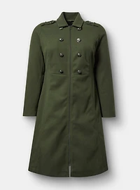 Cozy Zip Front Military Coat