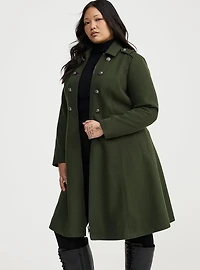 Cozy Zip Front Military Coat