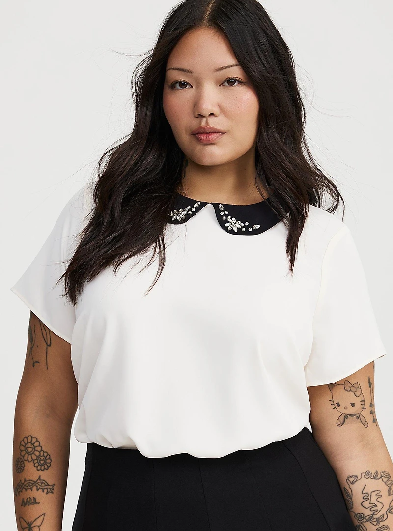 Abbey Bejeweled Collar Top