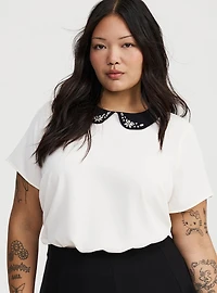 Abbey Bejeweled Collar Top