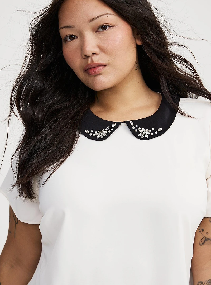 Abbey Bejeweled Collar Top