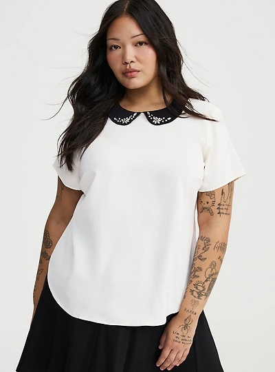 Abbey Bejeweled Collar Top