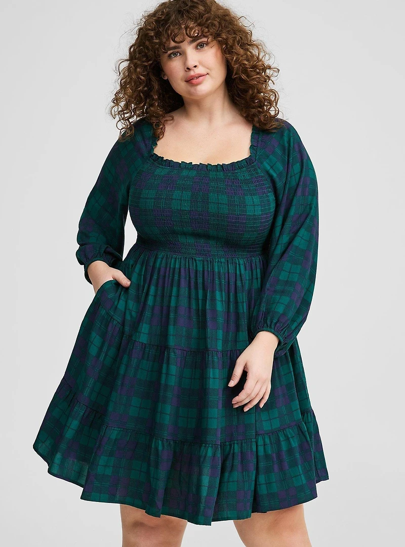 Smocked Bodice Mini Dress