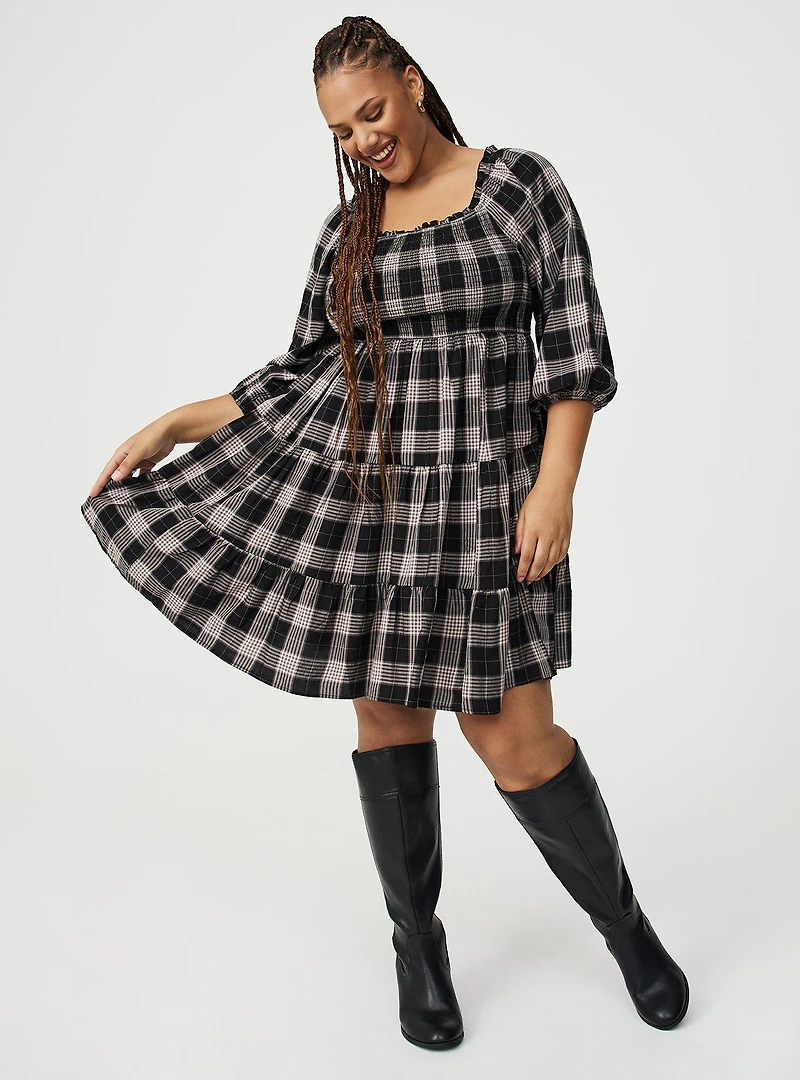 Smocked Bodice Mini Dress