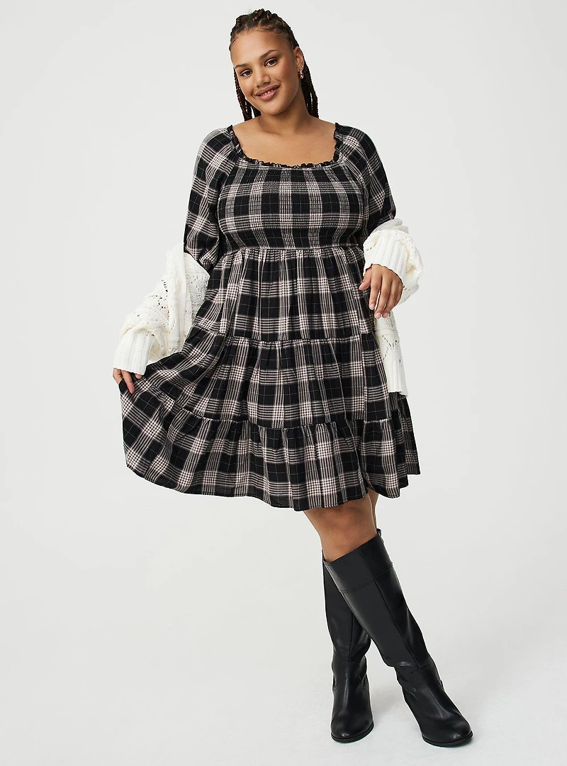 Smocked Bodice Mini Dress