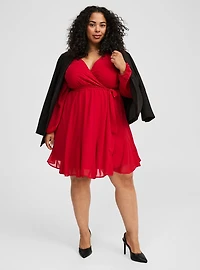 Chiffon Surplice Mini Dress