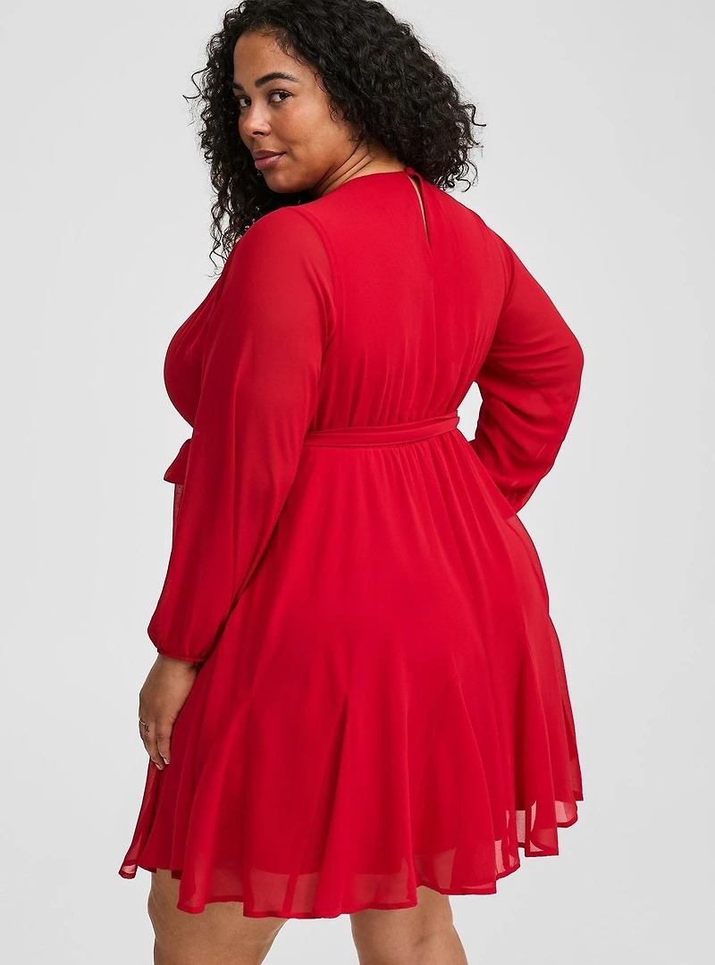 Chiffon Surplice Mini Dress