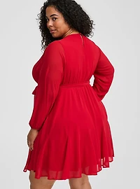 Chiffon Surplice Mini Dress