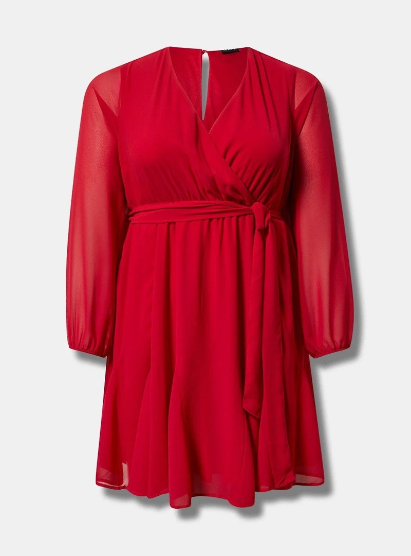 Chiffon Surplice Mini Dress