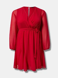 Chiffon Surplice Mini Dress