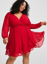 Chiffon Surplice Mini Dress