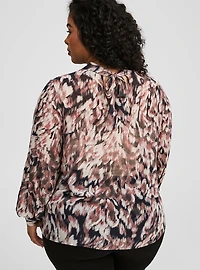 Chiffon Keyhole Long Sleeve Blouse