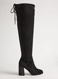Laceup Embellished Heeled Over-The-Knee Boot (WW)