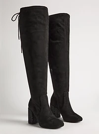 Laceup Embellished Heeled Over-The-Knee Boot (WW)