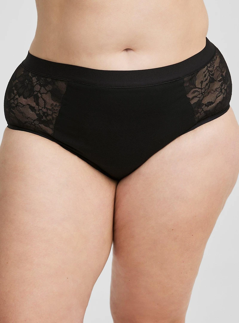 Leakproof Cotton & Lace Mid-Rise Hipster Panty